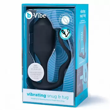 Vibrating Snug & tug XL Вибрирующий плаг с кольцом от b-vibe