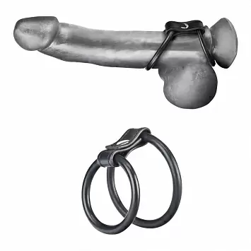 Двойное эрекционное кольцо на пенис и мошонку C&B GEAR BLM1718 BlueLine