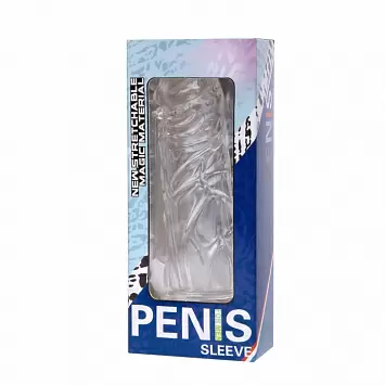 Прозрачная рельефная насадка на пенис